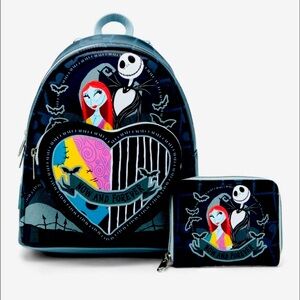 Loungefly nightmare before christmas split heart backpack and wallet